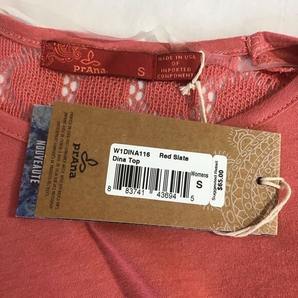 New Prana Dina Top Short Sleeve HiLo Geometric - Picture 3 of 8